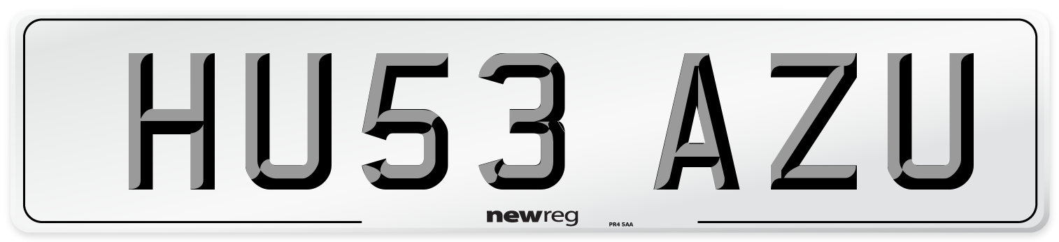 HU53 AZU Number Plate from New Reg